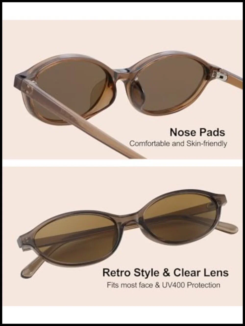 Retro Oval Cat Eye Sunglasses Y2K Lightweight Narrow UV400 Protection